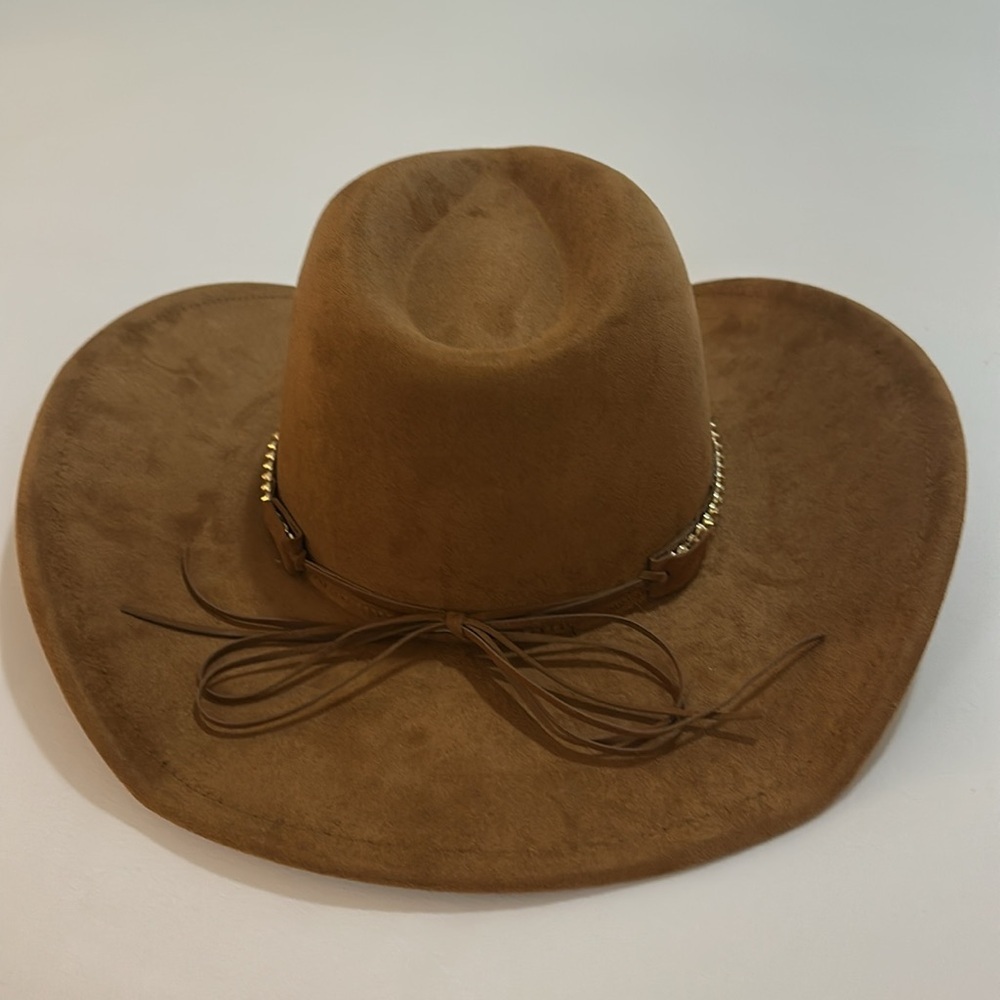 NWT SOLD OUT By Anthropologie Faux-Suede Rancher Hat in Honey Brown OS - Picture 12 of 14